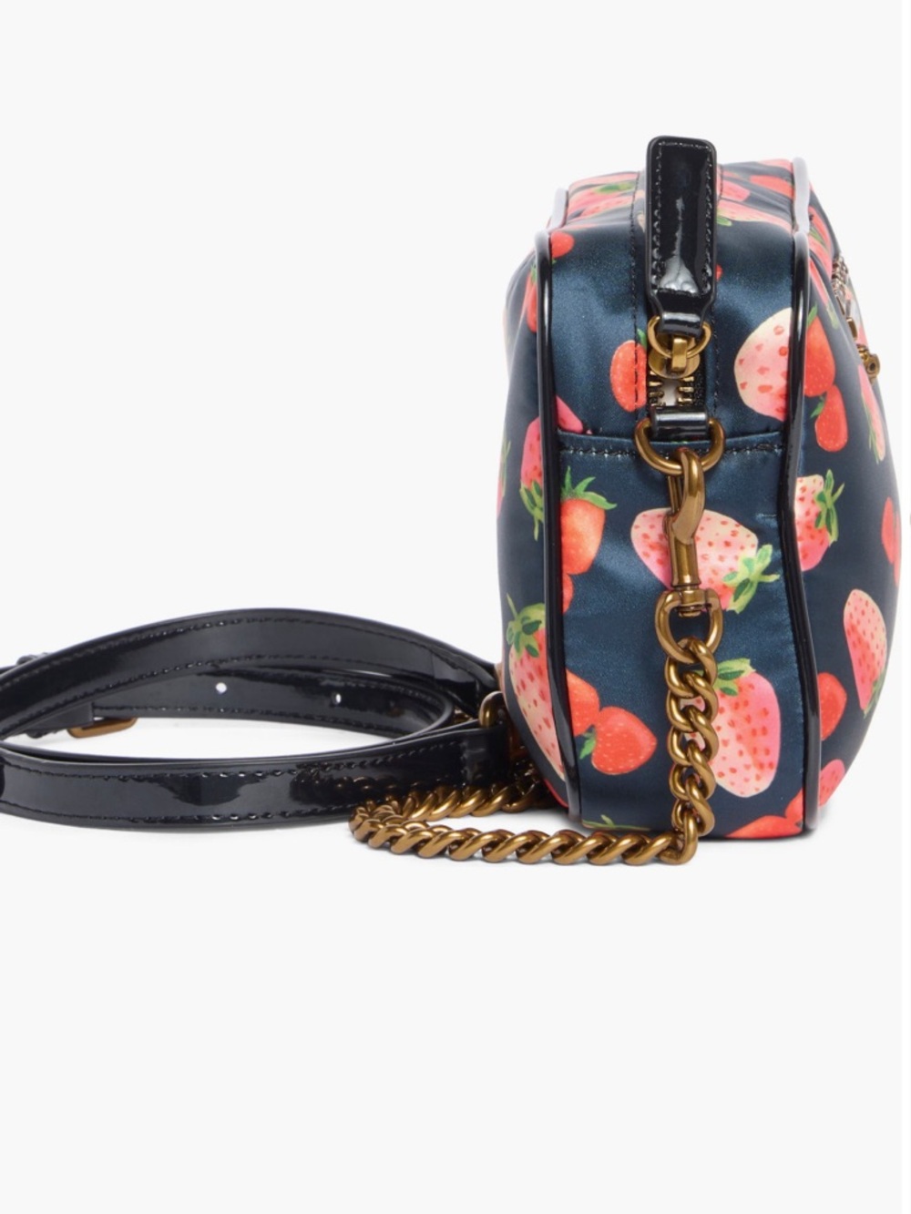 Kurt Geiger Navy Crossbody Bag with Pink Strawberry Print - Picture 4 of 6